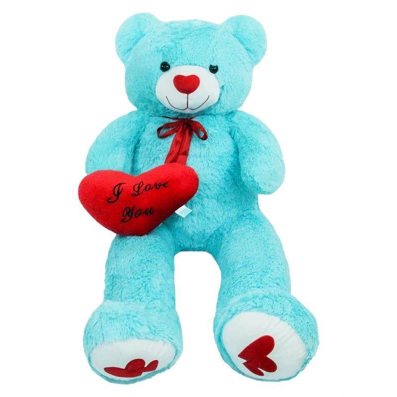 SRANWOW 51.2 Inch Giant Teddy Bear with Soft Heart Pillow, Plush Stuffed Animal, Valentine's Day Gift (Blue)
