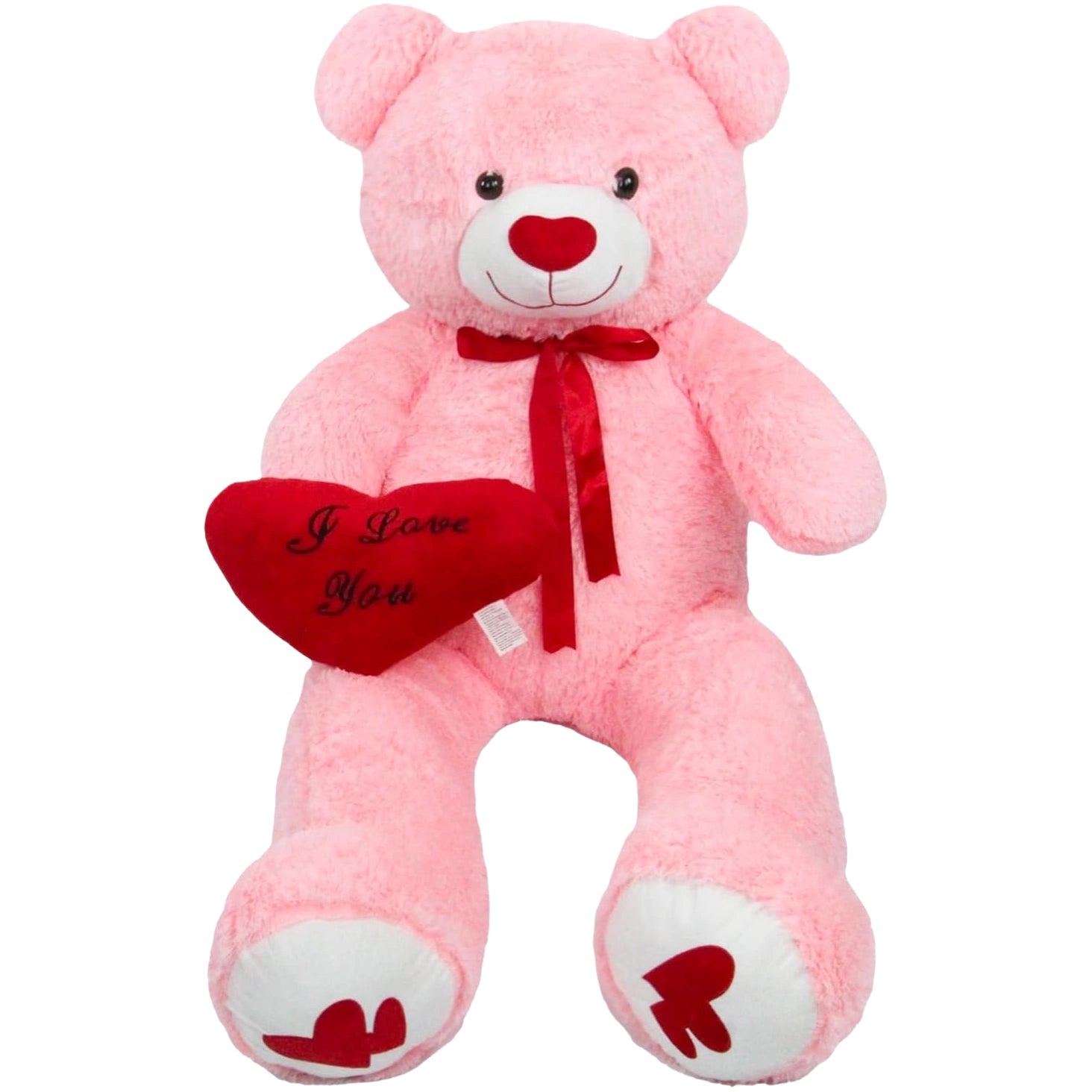 SRANWOW 51.2 Inch Giant Teddy Bear with Soft Heart Pillow, Plush Stuffed Animal, Valentine's Day Gift (Pink)